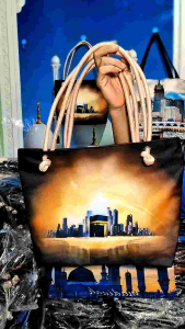 (Promo 6 pcs)Totebag Couple tali Sumbu Oleh Oleh Umroh Haji