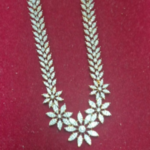 Flower Diamond replica Stones Necklace and Earrings Set for Women Gold Tone Jewelry