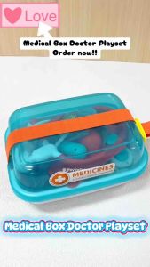 Medical Box Doctor Playset Pretend Play Toys Children Stethoscope Suitcase Lights Sounds Kids
