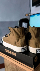 Sepatu Pria Casual Sneakers Convers All Star High Play Star Full Black White Polos Warna Khaki