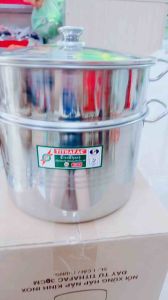 Nồi xửng hấp inox 2 tầng nắp kinh Tiến Thành dày dặn sử dụng được cả bếp ga và bếp từ SIZE 28cm - 30cm