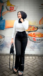 Celana Jeans Highwaist Cutbray Streach wanita-Celana Cutbray jeans wanita