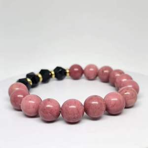 MEG Blush Noir Contrast Rhodonite Black Onyx Beaded Bracelet