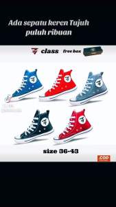 THREE LIKE CLASS SEPATU SNEAKERS TINGGI CANVAS SEPATU SEKOLAH PRIA DAN WANITA/SEPATU CONVERS55
