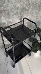 สเตชั่นวางเครื่องดื่ม 2 ชั้น มีช่องใส่ขวดน้ำ 2 ช่อง มีล้อเลื่อน