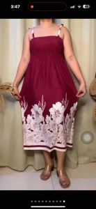 LONG SMOCKING MIDI DRESS MATERNITY TIE STRAP