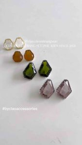 Khuyên tai bông tai mạ bạc S925 thiết kế đính đá mới lạ Gemstone Ciao