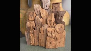 ไม้แกะสลัก Family Tree Collection Family Portrait ไม้สัก โมเดล งานศิลปะ 20x33x5cm แต่งบ้าน ตั้งโต๊ะ งานทำมือ Family Tree Handmade Teak wood Sculpture