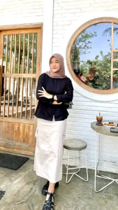 INES ROK CARGO SKIRT WANITA KAIN TWILL IMP PREMIUM STRETCHY MELAR