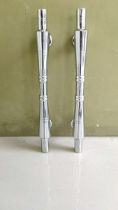 Handle Pintu Rumah Kuningan Motif Bambu Chrome 34 cm 4 Pcs