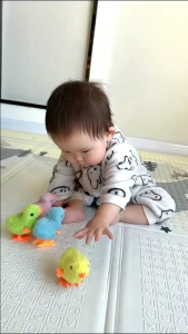 Mainan anak ayam berjalan model putar