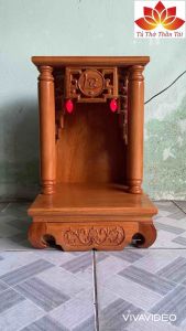 Bàn thờ thần tài ông địa gỗ Gõ Đỏ cột Tròn trơn ( Hàng loại 1 )