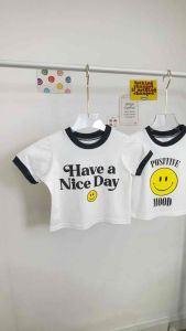 Croptop kids เสื้อครอปเด็ก เสื้อเอวลอยเด็กเสื้อเด็กสำหรับใส่เต้น พิมพ์ลายเกาหลีเกาใจจะใส่เต้นใส่เที่ยวก็น่ารักไม่ไหว