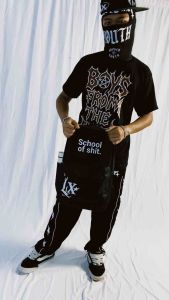 LXNTX Tas ransel pria Backpack School of sht Black Free sticker