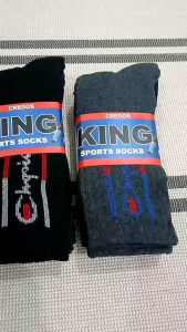 [12 PAIRS/PACK] LONG SPORTS COTTON SOCKS | KING CHAMPION LOGO