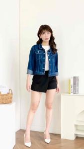Beevalue - Jaket Denim Outwear Wanita Lengan Panjang Bahan Jeans Premium Korean Style Jacket Jeans Long Sleeve Denim (BV503)