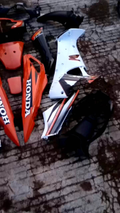 Cover Body Fullset Halus Kasar Honda Supra X 125 Lama Old 2005 s/d 2008 Warna Putih Coklat