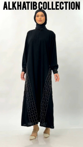 GAMIS ALKHATIB COLLECTION PAYET BLINK ZAHIRA MEWAH MANSET MAXI BUSANA WANITA JETBLACK