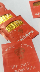 Jarum Jahit Tangan Royal Crown 3/9 gold eyed