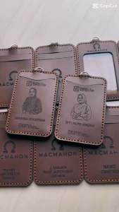 NAMET TAG Id Card Holder Kulit Costum Name Tag Id Card Kulit Lanyard Kulit Tali Id card Kulit Costum