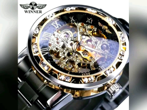 JAM TANGAN PRIA MEKANIK WINNER DIAMOND HITAM
