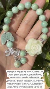 [Jaden]DIY Amazonite bracelet with butterfly and Jadeite rose charm crystal bracelet