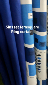 5in1 ring curtain fern square design semi blockout curtain