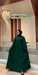 Nadhira Dress - Gamis Wanita Jumbo Ld 120cm Crinkle Airflow Polos