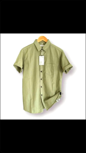 Kemeja casual HM basic polos lengan pendek premium terbaru//kemeja casual pria polos bahan katun twill