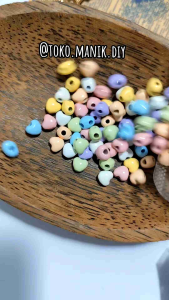 isi 5pcs manik besi 4lubang bentuk hati dan bintang size kecil