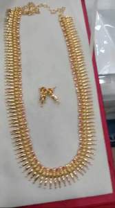 Gold polish  beautiful haram jewellery set with earrings