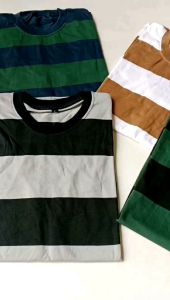 Baju Kaos Stripe Salur Garis Belang Pria Dewasa Terbaru