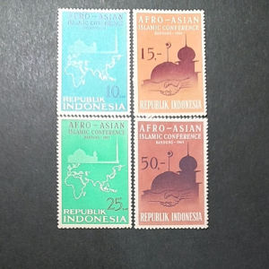 Prangko Indonesia klasik Koleksi Kuno 4 Pcs Seri Afro Asian Islamic Conference Tahun 1965 UN USED