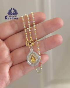 Kr silver เงินแท้มีใบรับประกัน สร้อยคอเงินแท้สองกษัตริย์ พร้อมจี้พระหลวงปู่ทวดล้อมเพชร / ลายบอลตัด หนา 2 มิล | N2K20P02