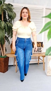 Celana Jeans Highwaist Kulot Cargo Jumbo AUG 31-38 Premium Jeans Wanita