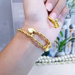 Xuping Set Gelang Cincin Lilit Ulir Gold Emas 066aa5