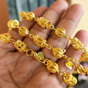 Gelang Bola Tabung Ukir Lapis Emas 24k