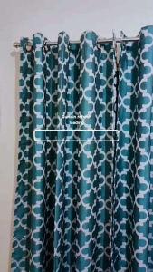 7ft. Elegant Teal Patterned Curtains | Ring | Blockout | Brocade Fabric - JOEFFATS GARMENTS