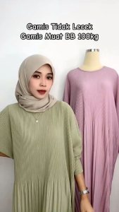 LONG DRESS BATWING PLISKET LENGAN PANJANG JUMBO / GAMIS BIG SIZE KALONG