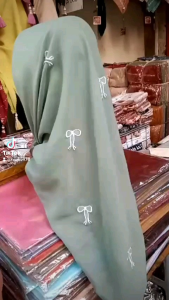 Hijab Segi Empat Paris Bordir Pita Kerudung Coquette Pita Jilbab Ribon
