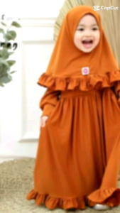 gamis anak hanum set hijab jersey polos untuk usia 1-8 tahun gamis anak satu set