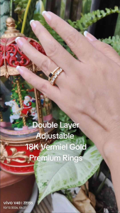 Premium Quality Shiny Irregular Zircon Rings for Women Copper 18K Vermiel Gold Plated Double Layer