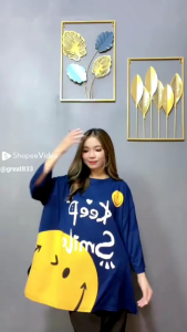 GR ATASAN WANITA OVERSIZE LD 135CM KAOS WANITA JUMBO SR5208 ATASAN MOTIF LABU LENGAN 3/4