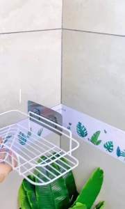 Kệ Góc Nhà Tắm Dán Tường Thông Minh Bằng Sắt Kích thước: 36 x 26.7 x 6cm