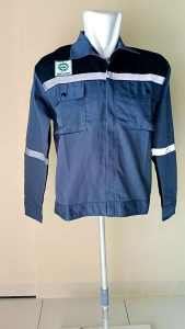 Baju Atasan Wearpack Safety Seragam Kerja Lengan Panjang Pria Abu Hitam Bahan American Drill Grade A
