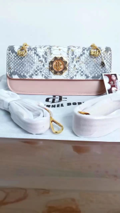 Tas Premium Pesta Brand DORIS Pink Elegan Motif Sisik Ular Shoulder kd 09