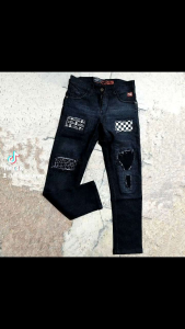 celana jeans panjang pria model bikers ripped trendy