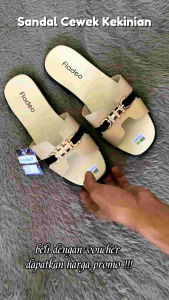 Sandal Wanita Fladeo Selop Gesper Size 36 - 40 Sandal Flat Teplek Pergi Jalan Rumahan Anti Slip Empuk Premium Kekinian Terbaru