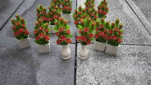 กุหลาบ กุหลาบ9ดอก แบบดินปั้น แบบใส่กระถาง และแบบใส่แจกัน สำหรับ ถวายบูชา ท้าวเวสสุวรรณ และสิ่งศักดิ์สิทธิ์ ที่เคารพ