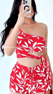 ELISE One Shoulder Croptop And Short Terno